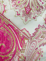 NEW! Lady Kim Brocade Medallion Upholstery Jacquard Fabric- Pink and White