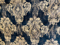 NEW! Duke Dragonus Designer Kilim Rug Inspired Medallion Upholstery Chenille Fabric- Black and Gold - Fancy Styles Fabric Pierre Frey Lee Jofa Brunschwig & Fils
