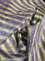 NEW Princess Ariella 100% Silk Organza Stripe Fabric- Cream and Purple