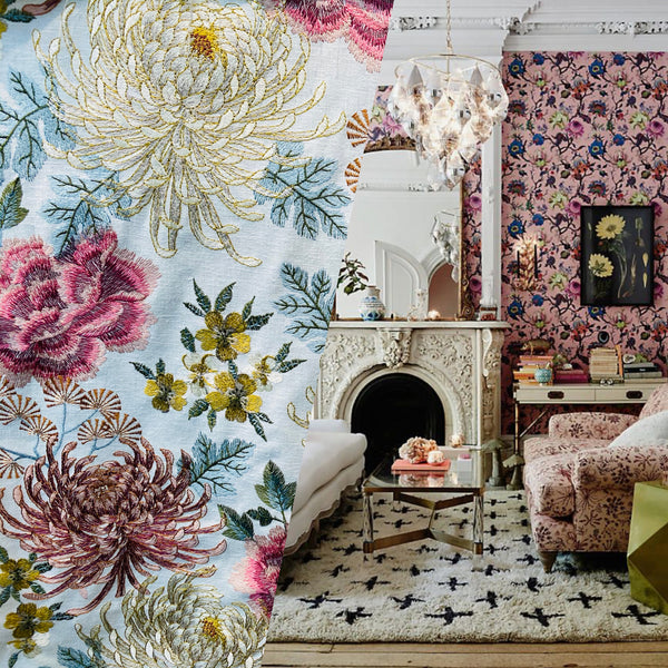 NEW! Lady Larissa Novelty Floral Embroidery Upholstery & Decorating Fabric - Fancy Styles Fabric Pierre Frey Lee Jofa Brunschwig & Fils