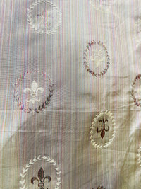 NEW Lady Brenda Novelty Medallion Embroidered 100% Silk Fabric in Multicolor Pinstripes - Fancy Styles Fabric Pierre Frey Lee Jofa Brunschwig & Fils