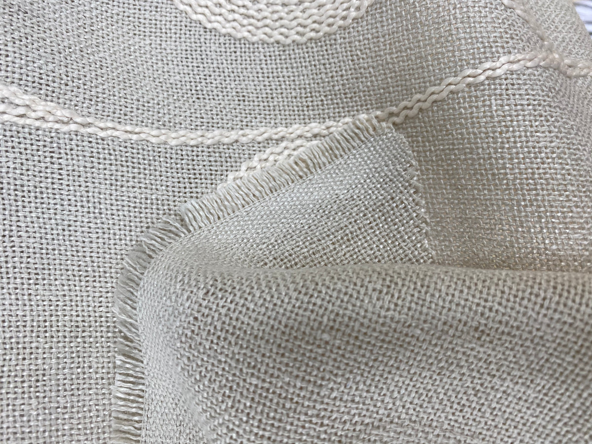 NEW! Miss Mandy Crewel Floral Embroidery Linen Inspired Fabric- Stone - Fancy Styles Fabric Pierre Frey Lee Jofa Brunschwig & Fils