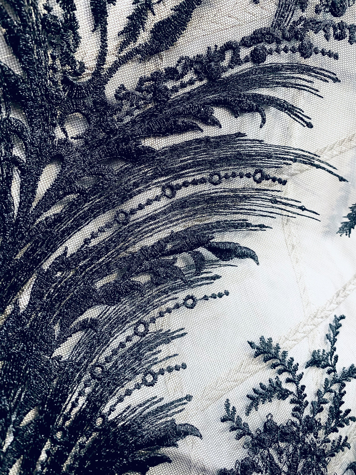 NEW Lady Keala French Novelty Lace Mesh Fabric- Black - Fancy Styles Fabric Pierre Frey Lee Jofa Brunschwig & Fils