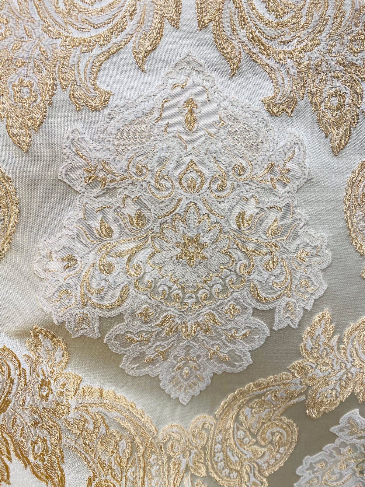 NEW King Rufus Brocade Satin Damask Decorating & Upholstery Fabric- Champagne Gold - Fancy Styles Fabric Pierre Frey Lee Jofa Brunschwig & Fils