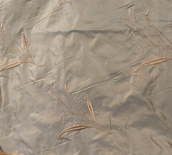 NEW Lady Dandelion Designer 100% Silk Taffeta Embroidered Floral Fabric- Grey - Fancy Styles Fabric Pierre Frey Lee Jofa Brunschwig & Fils