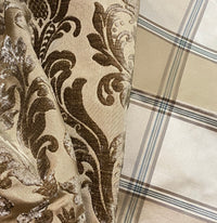 NEW Miss Dorothy 100% Silk Taffeta Plaid Tartan Fabric in White Cream and Taupe - Fancy Styles Fabric Pierre Frey Lee Jofa Brunschwig & Fils
