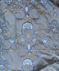 NEW! Duchess Drew Novelty 100% Silk Taffeta Embroidered Fabric - Made in India- Blue Grey - Fancy Styles Fabric Pierre Frey Lee Jofa Brunschwig & Fils