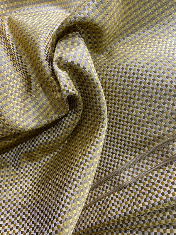 NEW Queen Alyssa 100% Silk Taffeta Basketweave Motif Fabric - Yellow - Fancy Styles Fabric Pierre Frey Lee Jofa Brunschwig & Fils
