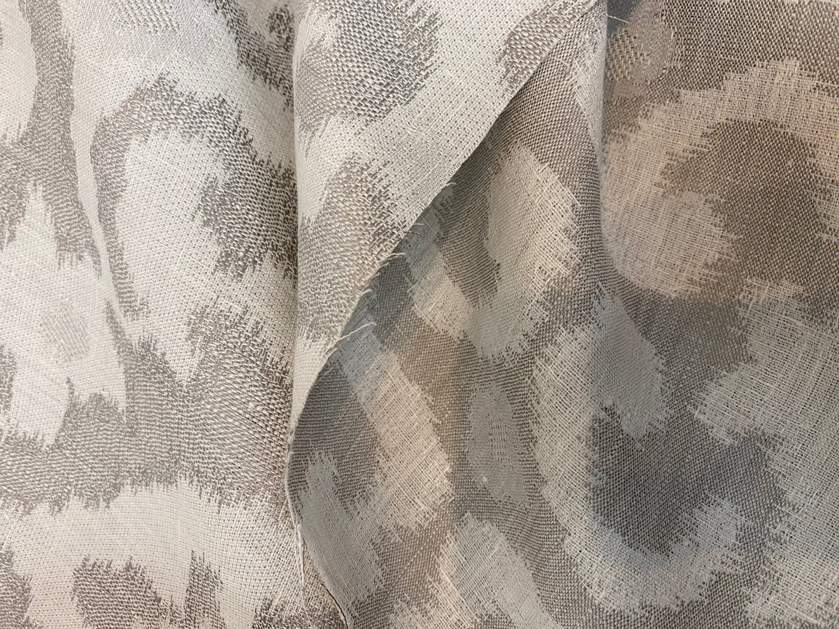 NEW COLOR! Duke Drake Novelty Imported 100% Linen Woven Medallion Fabric Silver and White - Fancy Styles Fabric Pierre Frey Lee Jofa Brunschwig & Fils