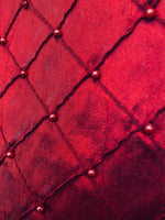 NEW Queen Pearl 100% Silk Dupioni Pintuck Diamond Fabric with Pearls - Red