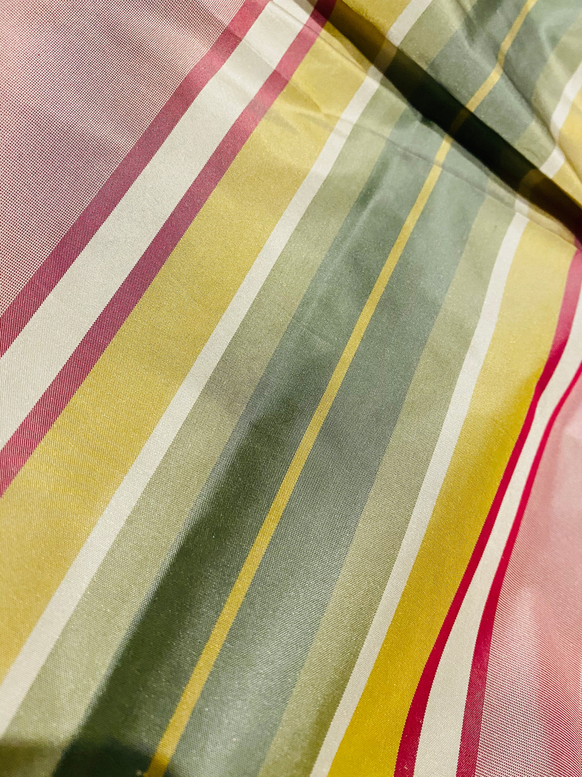 NEW! Lady Petaluma 100% Silk Taffeta Ice Cream Parlor Striped Fabric - Pink and Green - Fancy Styles Fabric Pierre Frey Lee Jofa Brunschwig & Fils