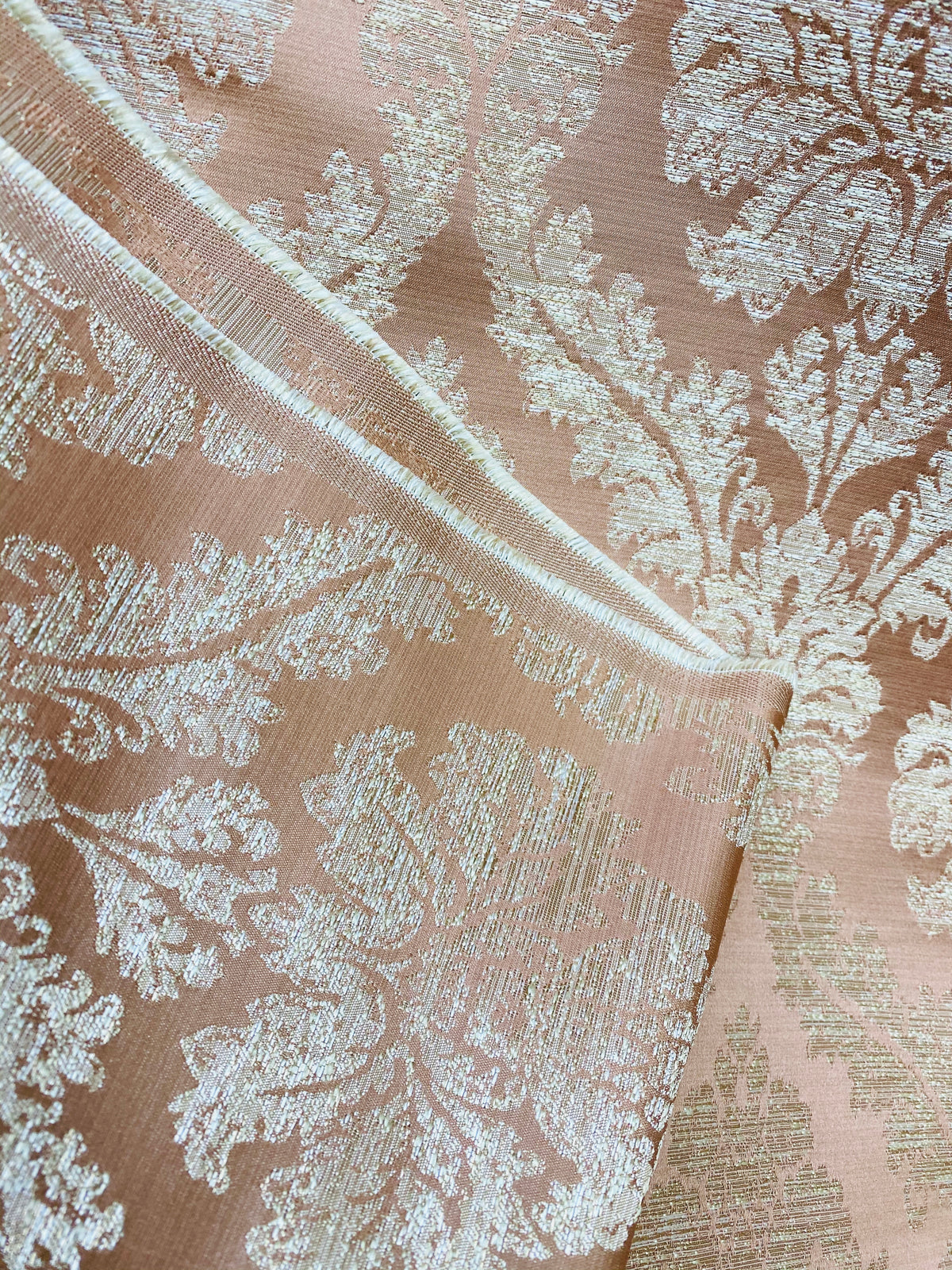 NEW! Princess Penelope Brocade Medallion Fabric- Salmon Pink - Fancy Styles Fabric Pierre Frey Lee Jofa Brunschwig & Fils