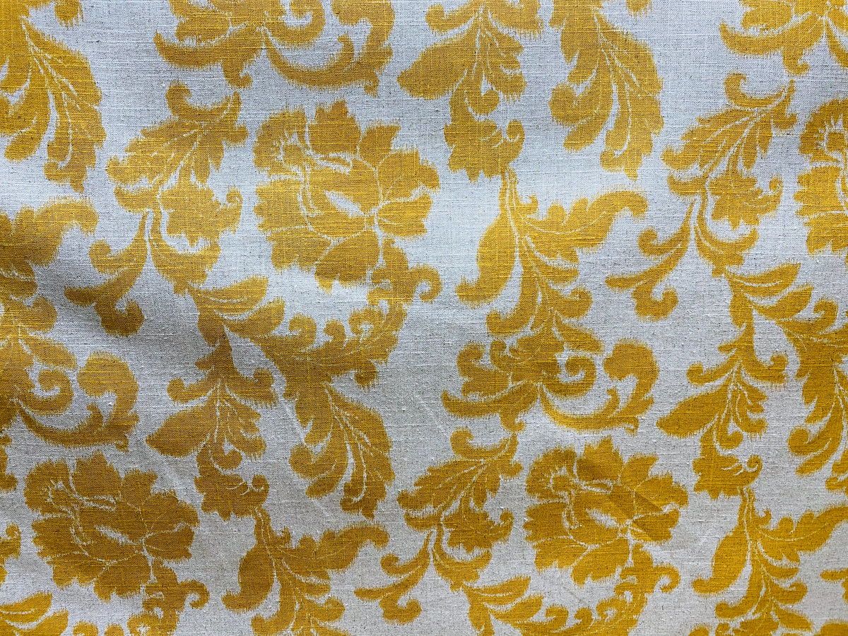 NEW Lady Lily Linen Inspired Upholstery Damask Brocade Drapery Sunflower Yellow Fabric - Fancy Styles Fabric Pierre Frey Lee Jofa Brunschwig & Fils