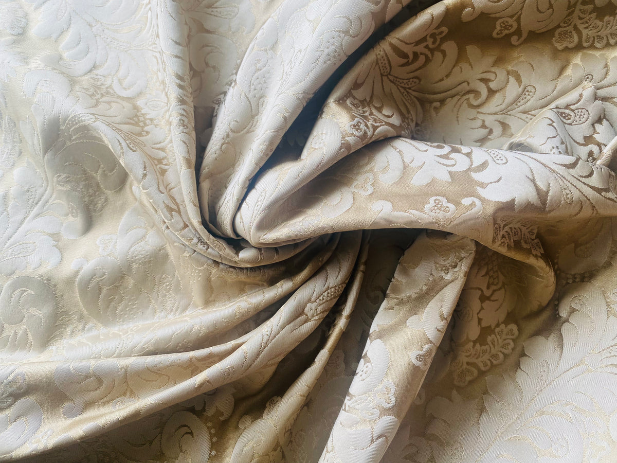 NEW Prince Liam 100% Silk Satin Taffeta Jacquard Medallion Fabric - Light Gold - Fancy Styles Fabric Pierre Frey Lee Jofa Brunschwig & Fils