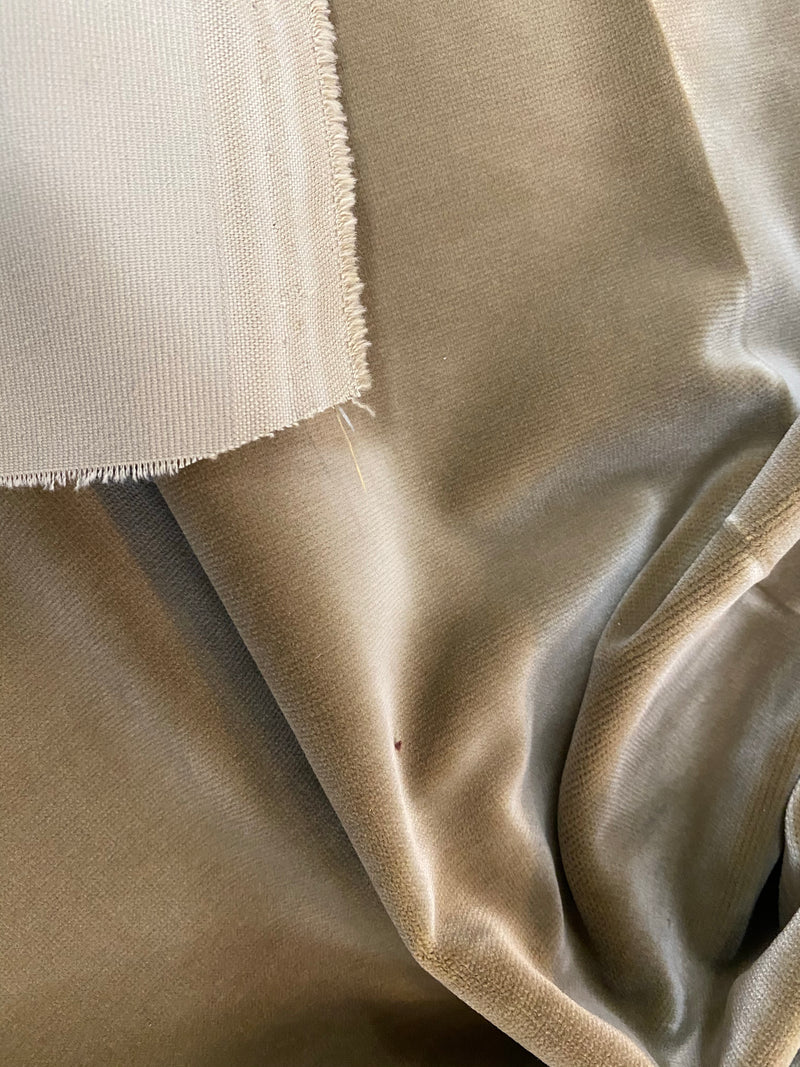 NEW! Prince Oliver - Designer 100% Cotton Made In Belgium Upholstery Velvet Fabric - Olive Gold