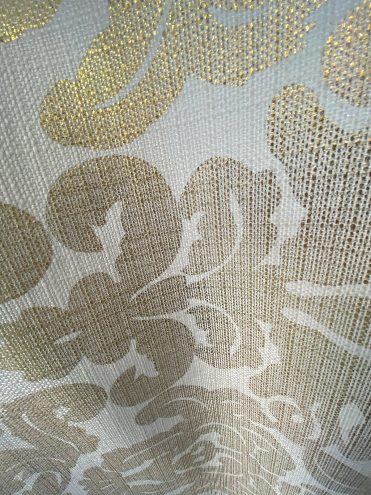NEW Sir Jacques Metallic Linen Inspired Upholstery Damask Print Drapery Fabric- Gold White - Fancy Styles Fabric Pierre Frey Lee Jofa Brunschwig & Fils