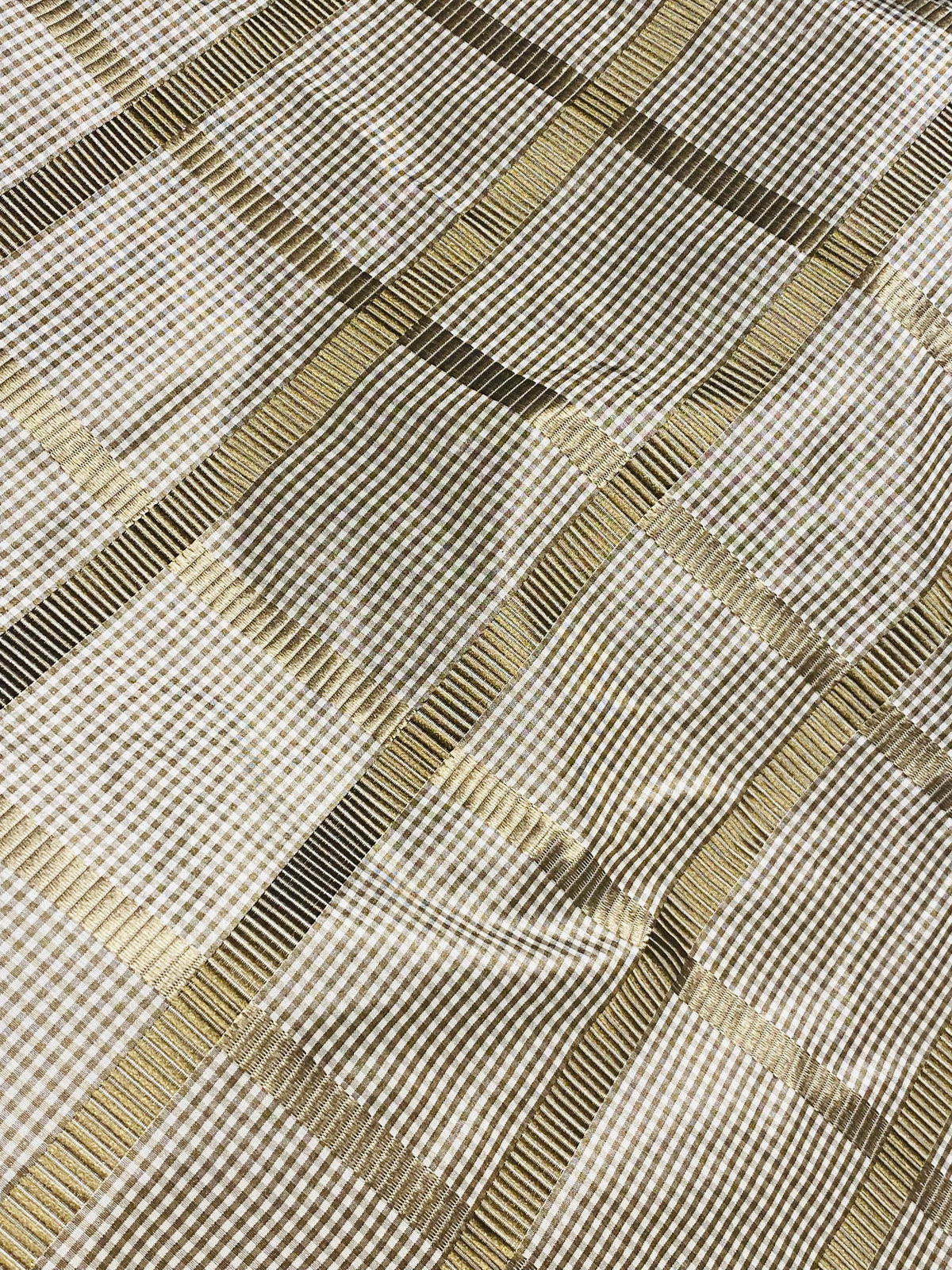 NEW Miss Jaqueline Designer 100% Silk Taffeta Gingham Ribbon Square Stripes Fabric - Old Gold SB_6_29 - Fancy Styles Fabric Pierre Frey Lee Jofa Brunschwig & Fils