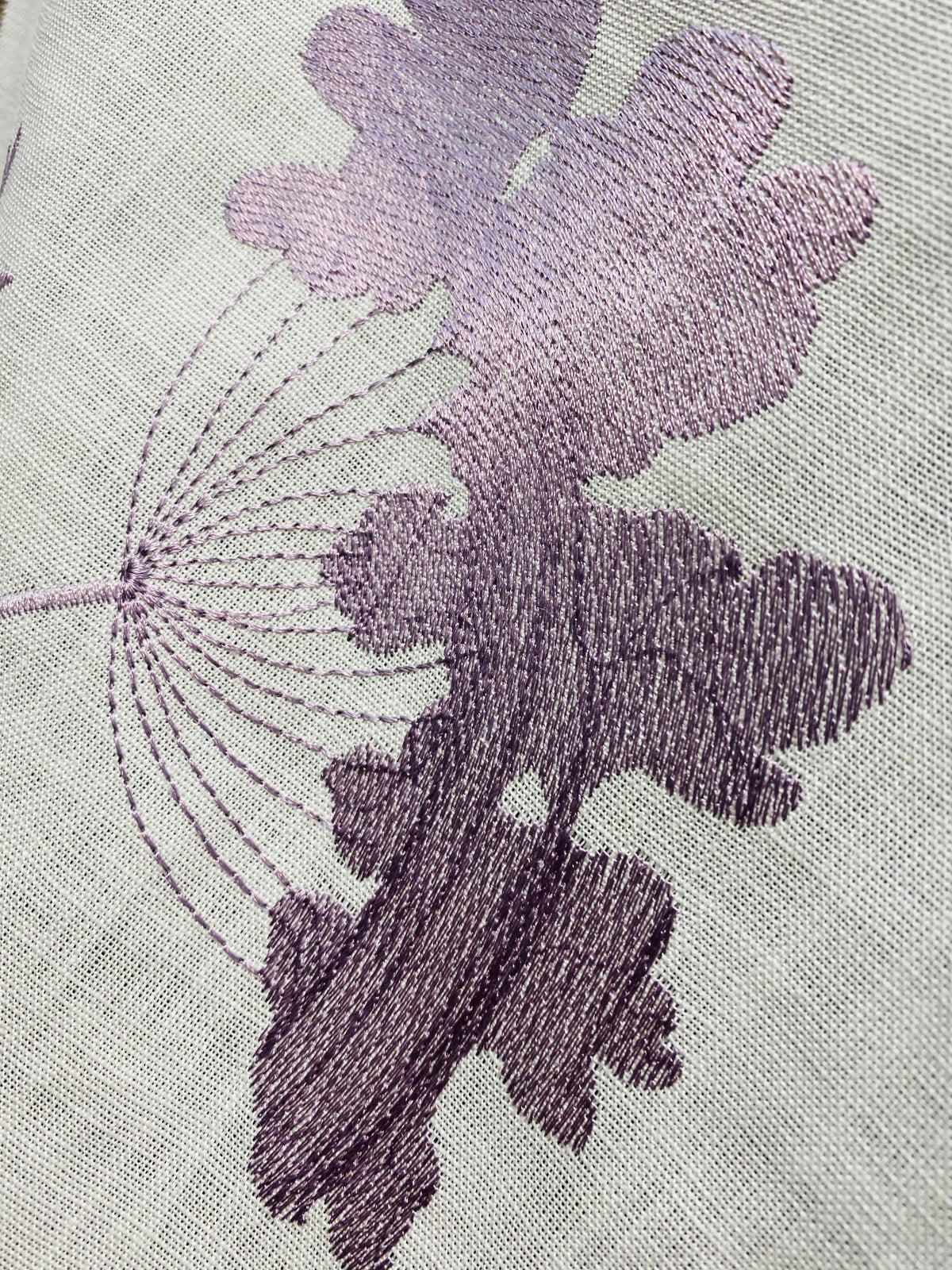 NEW! SALE! Queen Joelle 100% Linen Fabric Floral Embroidery- Purple - Fancy Styles Fabric Pierre Frey Lee Jofa Brunschwig & Fils
