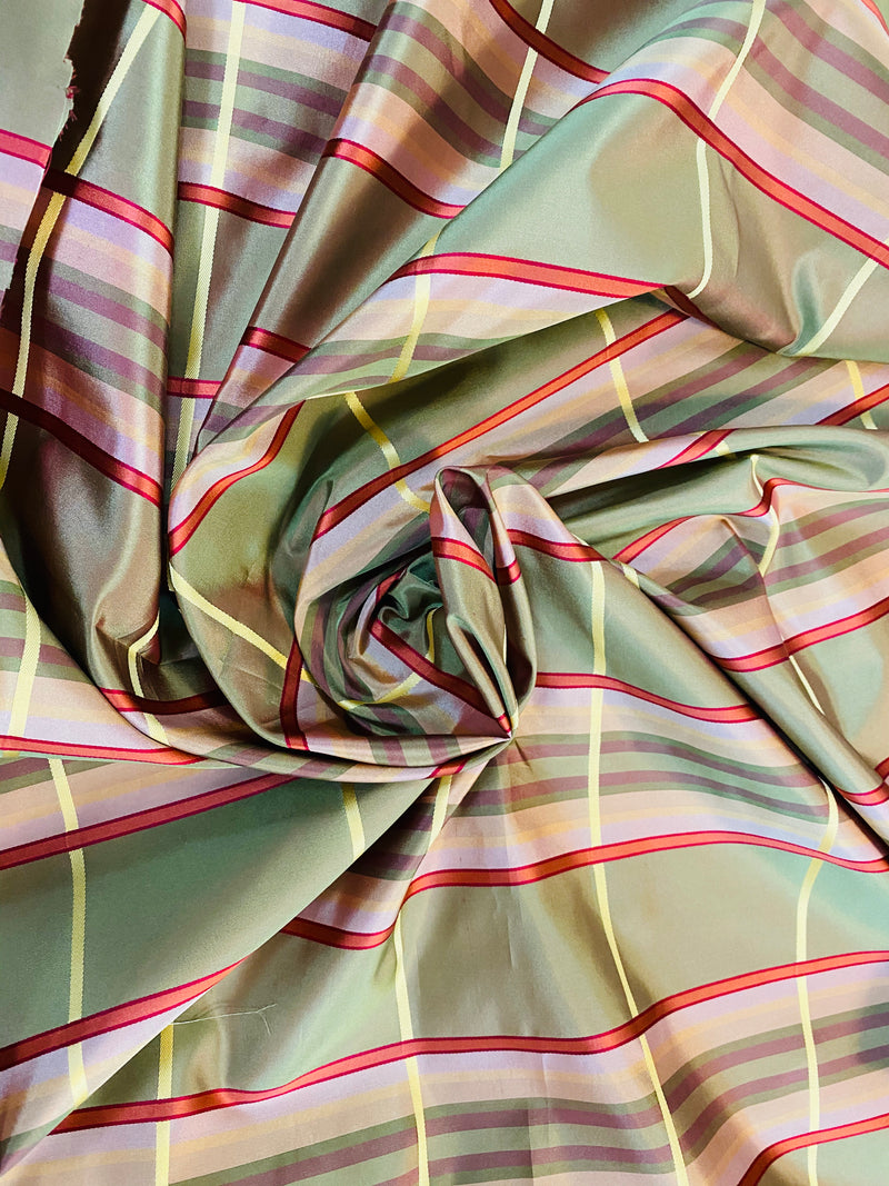 NEW! Lady Deborah 100% Silk Taffeta Plaid Tartan Ribbon Fabric- SB_1_19