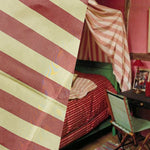 NEW! Lady Licorice 100% Silk Taffeta 1” Striped Fabric - Red and Ivory Iridescence