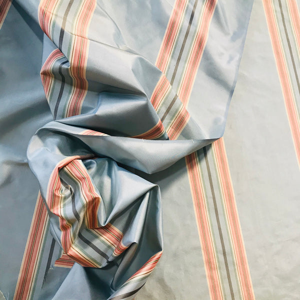 NEW Princess Josephine Designer 100% Silk Taffeta Stripes Fabric - Blue 55” Wide - Fancy Styles Fabric Pierre Frey Lee Jofa Brunschwig & Fils