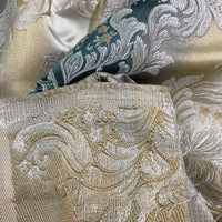 NEW King Louis XIV Novelty Neoclassical Brocade Medallion Floral Satin Fabric - Teal - Fancy Styles Fabric Pierre Frey Lee Jofa Brunschwig & Fils