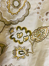 NEW! Duchess Nicole Faux Silk Embroidered Fabric Champagne and Olive - Fancy Styles Fabric Pierre Frey Lee Jofa Brunschwig & Fils