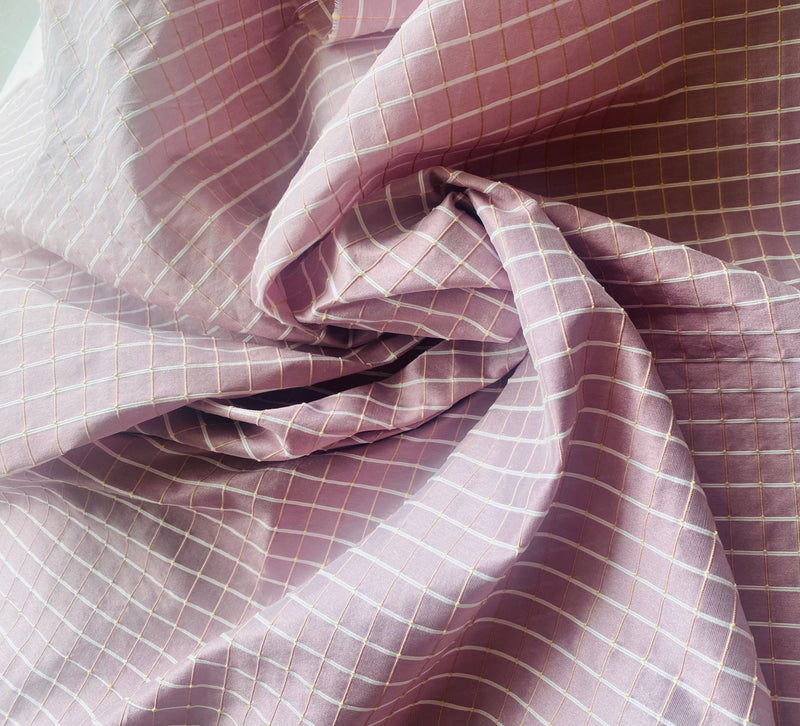 NEW Duchess Janna 100% Silk Taffeta Fabric- Pink with Embroidered Squares