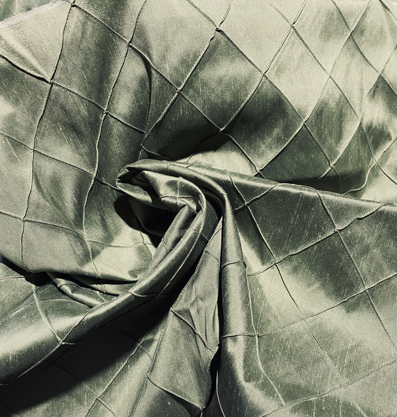NEW Lady Annabelle 100% Silk Dupioni Pintuck Diamond Sage Green Fabric By The Yard - Fancy Styles Fabric Pierre Frey Lee Jofa Brunschwig & Fils