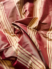 NEW Princess Vanessa Designer 100% Silk Taffeta Fabric -Cinnamon Red & Gold Stripes - Fancy Styles Fabric Pierre Frey Lee Jofa Brunschwig & Fils