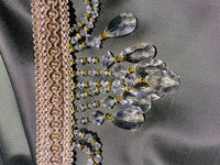 NEW! Queen Cassandra Clear & Champagne Beaded Trim - Fancy Styles Fabric Pierre Frey Lee Jofa Brunschwig & Fils