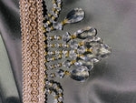 NEW! Queen Cassandra Clear & Champagne Beaded Trim - Fancy Styles Fabric Pierre Frey Lee Jofa Brunschwig & Fils
