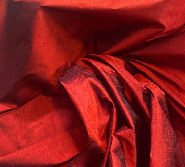 NEW Lady Lisa 100% Silk Taffeta Fabric Solid Red w/ Slight Black Iridescence - Fancy Styles Fabric Pierre Frey Lee Jofa Brunschwig & Fils