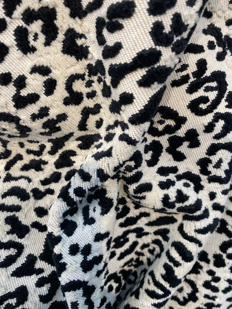 NEW Duchess Logan Snow Leopard Novelty Upholstery Velvet White and Black
