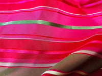 NEW! Prince Francis 100% Silk Taffeta Ribbon Stripe Fabric - Fuchsia- SB_1_26 - Fancy Styles Fabric Pierre Frey Lee Jofa Brunschwig & Fils