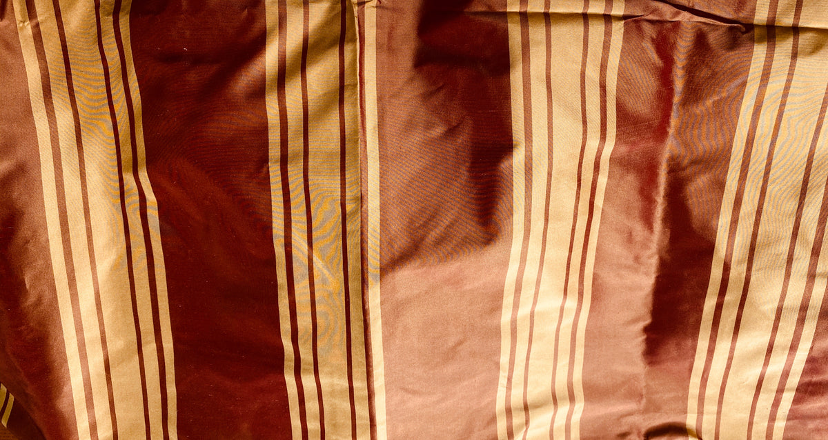 NEW Princess Vanessa Designer 100% Silk Taffeta Fabric -Cinnamon Red & Gold Stripes - Fancy Styles Fabric Pierre Frey Lee Jofa Brunschwig & Fils