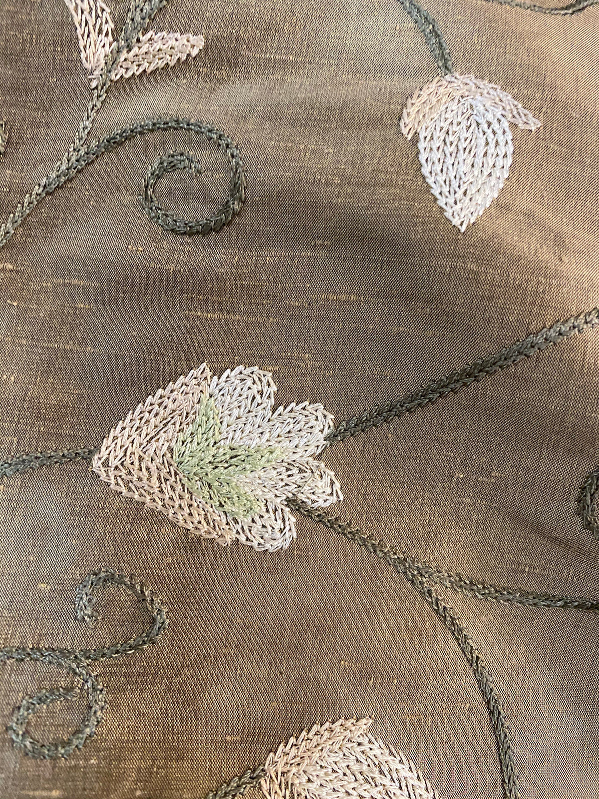 NEW Lady Tremaine Designer 100% Silk Dupioni Embroidered Fabric - Old Gold - Fancy Styles Fabric Pierre Frey Lee Jofa Brunschwig & Fils