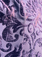 NEW Queen Iris Designer Velvet Chenille Burnout Medallion Upholstery & Drapery Fabric - Purple