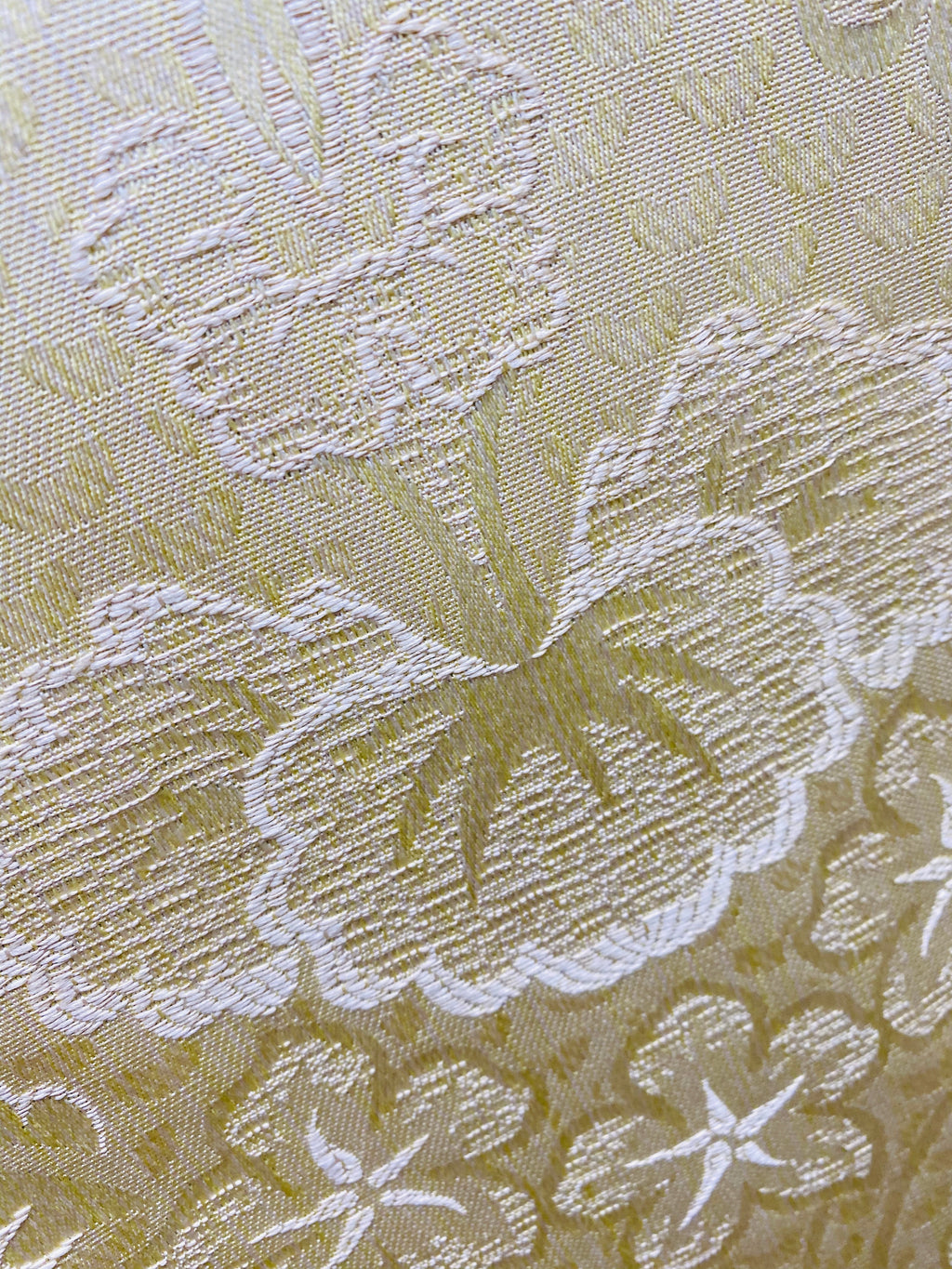 NEW! SALE! Italian Brocade Floral Medallion Fabric- Greenish Yellow- Upholstery Neoclassical Louis