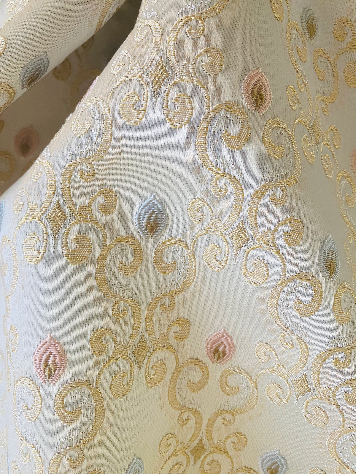 NEW Queen Chantal Novelty Ritz Neoclassical Brocade Dot Satin Fabric - Louis Cream White - Fancy Styles Fabric Pierre Frey Lee Jofa Brunschwig & Fils