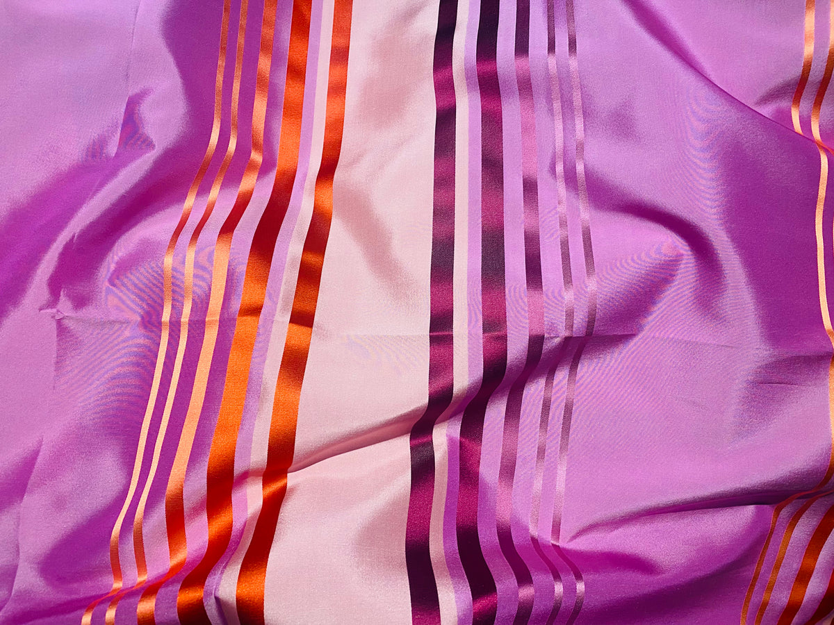 NEW! Lady Clementine 100% Silk Taffeta Ribbon Stripe Fabric - Pink, Red, Lavender SB_1_6 - Fancy Styles Fabric Pierre Frey Lee Jofa Brunschwig & Fils