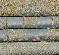 NEW Queen Helen (Matching to Queen Antionette) Novelty Ritz Neoclassical Brocade Diamond Satin Fabric - Blue - Fancy Styles Fabric Pierre Frey Lee Jofa Brunschwig & Fils