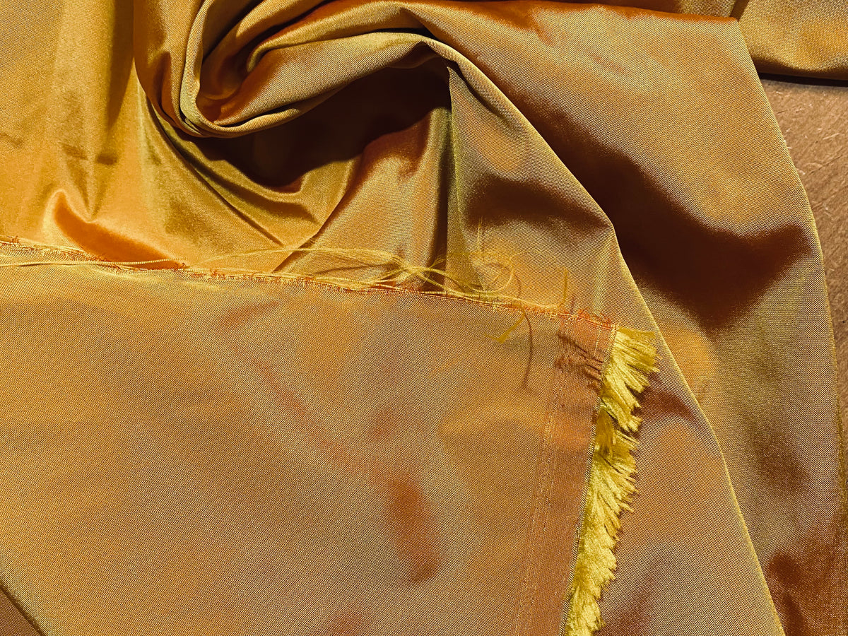 NEW Lady Frank Light Designer “Faux Silk” Taffeta Fabric Made in Italy Yellow with Red Iridescence - Fancy Styles Fabric Pierre Frey Lee Jofa Brunschwig & Fils