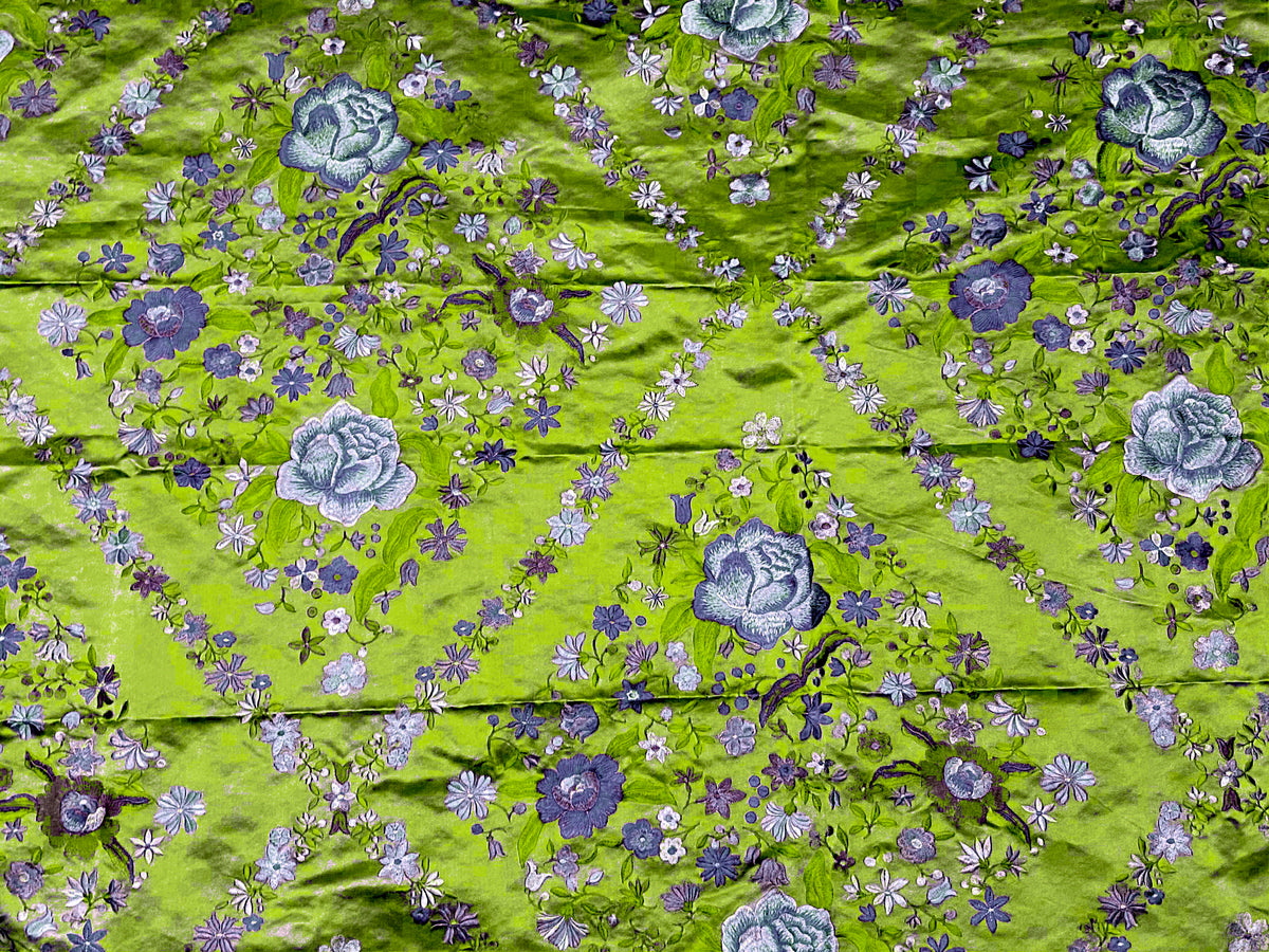 NEW! Custom-Order King Louis XIV Novelty 100% Silk Jacquard Embroidered Floral Upholstery Fabric- Electric Lime - Fancy Styles Fabric Pierre Frey Lee Jofa Brunschwig & Fils