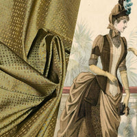 NEW Sir Dante Designer 100% Silk Taffeta - Olive and Gold Pattern SB_8_7 - Fancy Styles Fabric Pierre Frey Lee Jofa Brunschwig & Fils