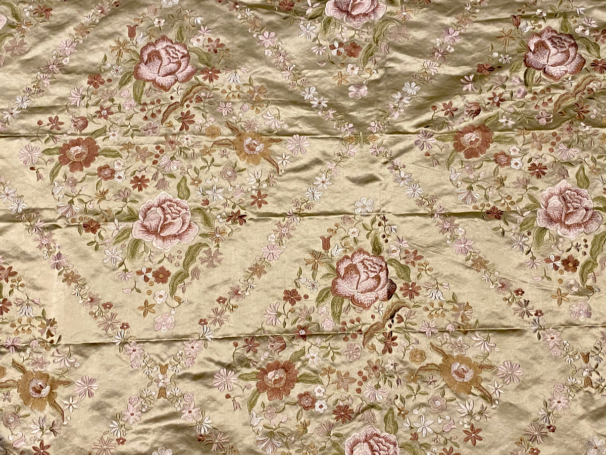 NEW! King Louis XIV Novelty 100% Silk Jacquard Embroidered Floral Upholstery Fabric - Green Champagne - Fancy Styles Fabric Pierre Frey Lee Jofa Brunschwig & Fils