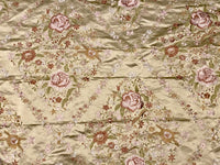 NEW! King Louis XIV Novelty 100% Silk Jacquard Embroidered Floral Upholstery Fabric - Green Champagne - Fancy Styles Fabric Pierre Frey Lee Jofa Brunschwig & Fils