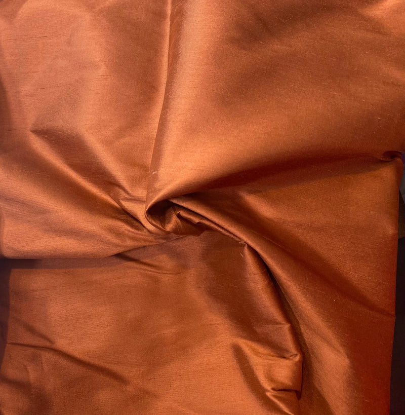 NEW Duchess Mable Designer 100% Silk Dupioni Fabric - Solid Copper