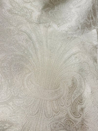 NEW Queen Lita 100% Silk Jacquard Lightweight Paisley Fabric - Cream- SB_8_1 - Fancy Styles Fabric Pierre Frey Lee Jofa Brunschwig & Fils