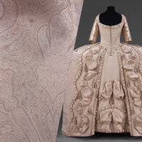 NEW Queen Lita 100% Silk Jacquard Lightweight Paisley Fabric - Cream Pink- SB_8_3 - Fancy Styles Fabric Pierre Frey Lee Jofa Brunschwig & Fils